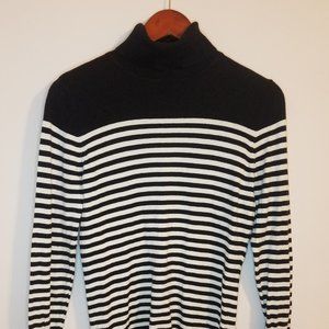 Worthington Black and White Striped Sweater with Collar